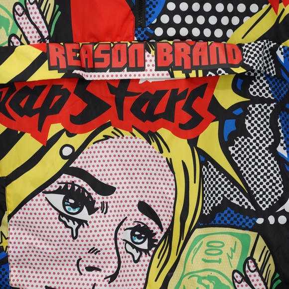 Reason Brand Unisex Pullover windbreak Jacket Comic Strip Large - Picture 3 of 5
